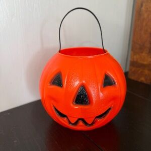 Vtg 1980 Empire Carolina Pumpkin Jack-O-Lantern 8" Blow Mold Candy Pail Bucket
